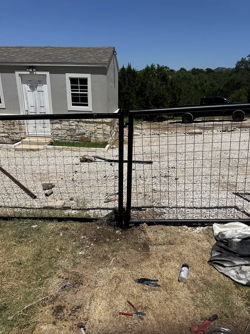 Gate and wire panel fence built by JT Custom Fab